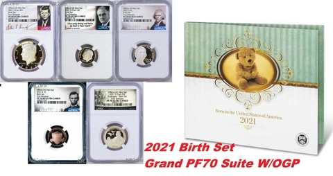 2021 US Mint BIRTH SET 5-Coin-Set Dime Half Penny Nickel Quarter NGC PF70 UC FR Cover