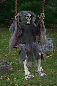 Swinging Dead Skeleton Reaper Figure Halloween 3' Prop Decor Scary Horror Party - Picture 1 of 1