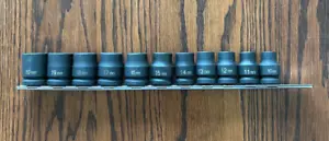 Grey Pneumatic 1/2"-Drive Magnetic Metric 11-Piece Impact Socket Set W/Rack NOS - Picture 1 of 6