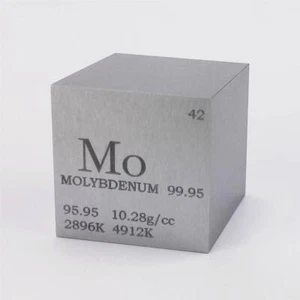 Cubo de molibdeno (Mo) serie “elementos metálicos”. 168 gramos. Grabado láser - Imagen 1 de 5