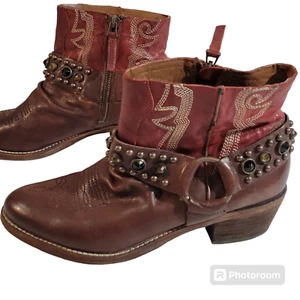Sam Edelman Skyler Western Stiefeletten Damen 7 Leder mit Schmucksteinen Festival Boho - Bild 1 von 12