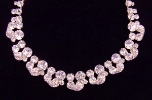 Collar Gargantilla Vintage Firmado BLANCO Transparente Estrás 18" - Imagen 1 de 8