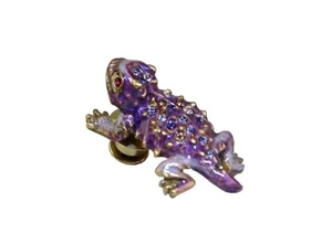 JAY STRONGWATER TACK PIN SUPER RARE PURPLE HORNED FROG SWAROVSKI BOX USA - Picture 1 of 5