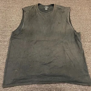 T-shirt grunge allenamento marca Champion - taglia 2XL sbiadita dal sole nera senza maniche - Foto 1 di 5