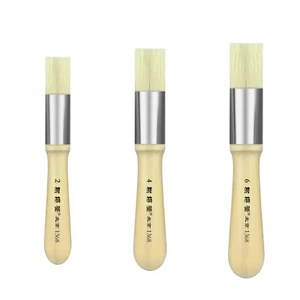 XDT#1368 3Pc Round Paint Wax Brush Natural Bristles Comfort-Grip Size #2 #4 #6 - Picture 1 of 10