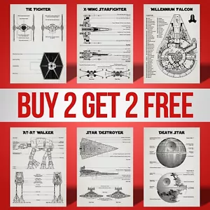 Star Wars Motiv Retro stilvoll Blaudruck Poster Poster Druck Wandbilder Bilder - Bild 1 von 8
