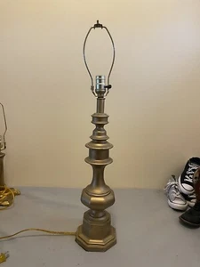 Vintage Gold Painted Wood Candlestick Table Lamp - Picture 1 of 5