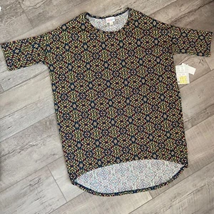 Lularoe XXS Irma Tunika dunkel türkis Hintergrund geometrisches Muster Top neu mit Etikett - Bild 1 von 7