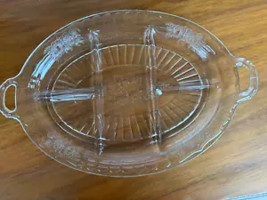 Anchor Hocking Clea Depression Glass Mayfair 14" manico 5 parti piatto Relish ottime condizioni - Foto 1 di 11