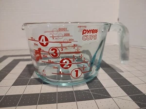 Pyrex Measuring 4 Cup 32 Oz Glass, Clear, Red - Picture 1 of 6