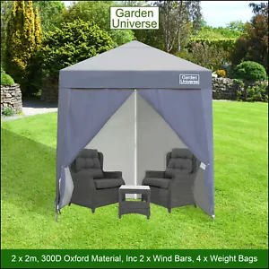 Gazebo Pop up Frame Marquee Canopy Tent Grey 2x2m By Garden Universe Heavy Duty - Picture 1 of 12