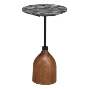 Coaster Ophelia Contemporary Round Marble Top Side Table in Black and Brown - Picture 1 of 6