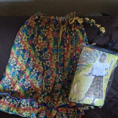 Disfraz de Niña Adulta Woodstock para Mujeres Colorido Fiesta de Paz Arcoíris Halloween. Foto 1 de 4