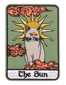 Die Sonne Katze Tarotkarte Wahrsagen 3,6" Bügelbild Patch - Bild 1 von 1
