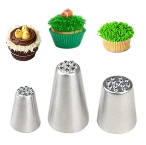HLLMX 3 PCS Grass Cream Icing Piping Nozzles Tips Set Stainless Steel Pastry ... - Picture 1 of 6
