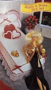 Annie's FASHION Doll Collection HEARTs& BOWS BED SET CROCHET PATTERN - Picture 1 of 4