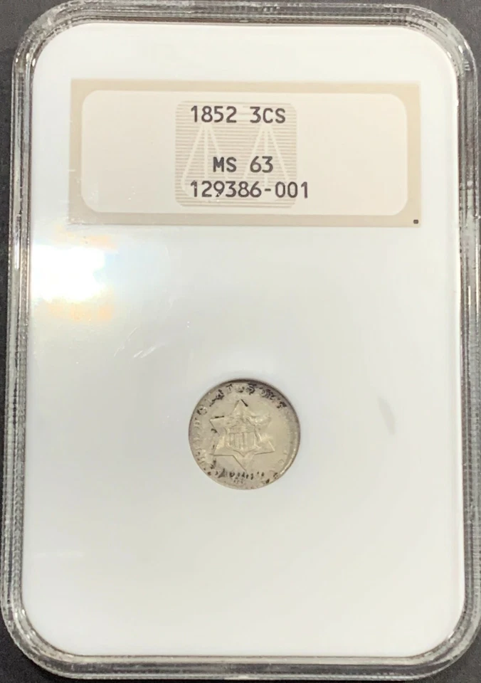 1852 United States Silver 3 Cent Piece (Trime) NGC MS63, old holder - Image 1 of 4