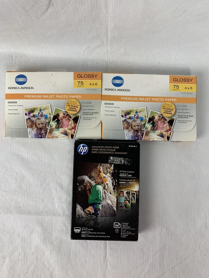 Inkjet Printer Glossy 4" x 6" Photo Paper Lot Of 3 HP & Minolta - Image 1 of 1