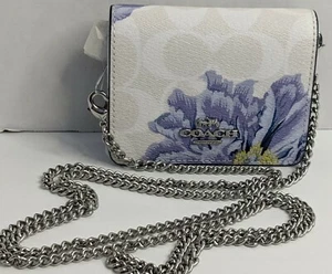 Coach Wallet Crossbody Signature Canvas With Kaffe Fassett Print Periwinkle Mini - Picture 1 of 11