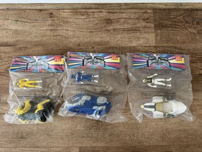 1995 Power Rangers McDonald's Movie Yellow Blue White Sealed Toy Lot MMPR - Image 1 of 4