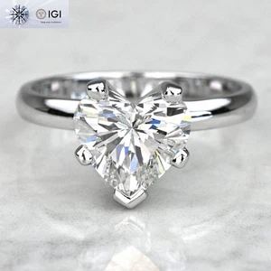 IGI 2.50Ct F VS1 Heart Cut Lab Grown Diamond Engagement Ring Solid 950 Platinum - Picture 1 of 8