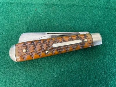 Navaja de bolsillo vintage SCHRADE Cut Co Walden NY 1904-46 hueso jigged escogido Foto 1 de 4