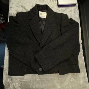 VTG London Fog Men's 42 Long Or Large 100% Wool Charcoal Dark Gray Trench Coat - Picture 1 of 13