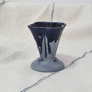 Vintage Belgium Vase – Blue Drip Glaze – Faiencerie Thulin Style – 9cm H - Picture 1 of 8