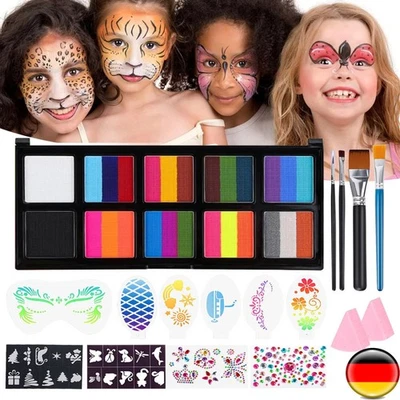 Set Trucco Bambini Bambina Carnevale Professionale Base Acqua Colore Viso NUOVO - Immagine 1 di 4