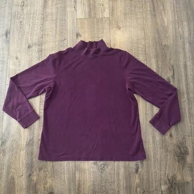 LL Bean женщин Sz L длинным рукавом основной футболка насмешливый шеи фиолетовый тренировки повседневный - Изображение 1 из 4