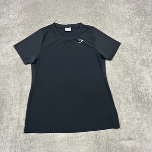 Gymshark Training Shirt Womens XL Black Athletic Performance Quick Dry Stretch - Picture 1 of 9