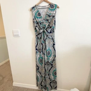 Maxikleid mit weicher Umrandung Damen groß blau Paisley ärmellos Sommer Reise - Bild 1 von 11