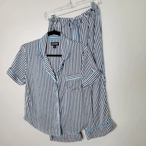 Room Service S Navy Striped Bee 2-Piece Pajamas Pant Set - Picture 1 of 12