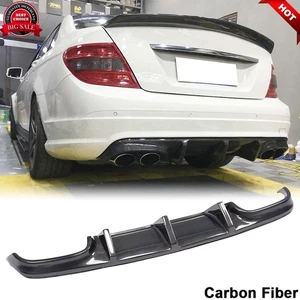 For Mercedes W204 C250 C300 C63 2008-2011 Carbon Fiber Rear Bumper Diffuser Lip - Picture 1 of 12