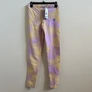 Adidas Big Girls Leggings Yellow Purple XL - Picture 1 of 3