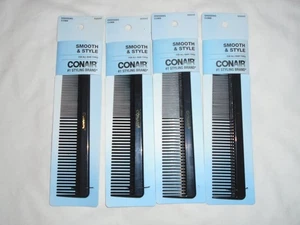 Set di 4 pettini per medicazione Conair Smooth & Style - pettini per capelli in plastica nera #93504Z - Foto 1 di 1