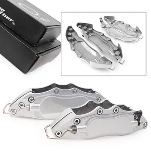 3D Metall Bremssattelabdeckungen Universal Vorne & Hinten Groß + Mittel Silber - Bild 1 von 9