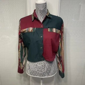 Vintage Banjo Cropped Western Hemd Damen Knopfleiste Aztec Southwest L - Bild 1 von 16