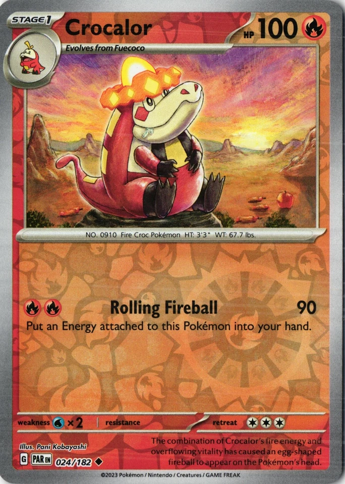 Crocalor Reverse Holo Uncommon SV04: Paradox Rift PAR EN 024/182 NM - Image 1 of 1