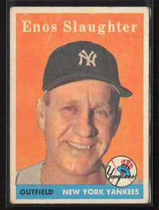 1958 Topps #142 Enos Slaughter (pieghe) (BASSO GRADO) - Foto 1 di 2