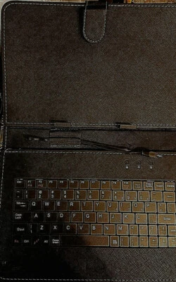 Black Faux Leather Protective Keyboard Folios for Tablet Fits 7"-9"  - Image 1 of 4