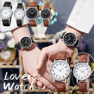Couple Casual Quartz Digital Watch Luxury Chronograph Leather Men's Women's Gift - Picture 1 of 20