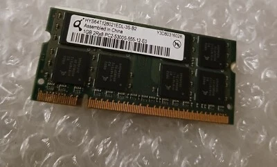 Qimonda HYS64T64020HDL-3S-B2 1GB PC2-5300S-555-12-E0 Sodimm Laptop Memory - Image 1 of 2