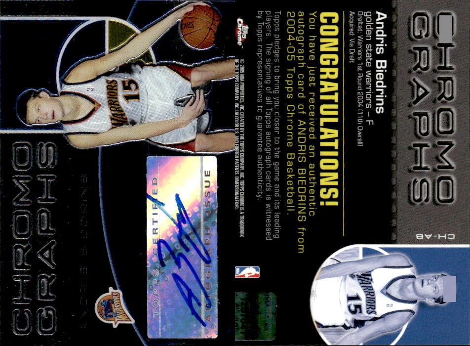 2004-05 Topps Chrome Autographs #AB Andris Biedrins C - Image 1 of 1