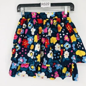 Hanna Andersson Girl's Multicolor Floral Cotton High Rise Pleated Short Skirt 10 - Picture 1 of 6