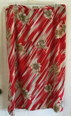 Kathie Lee Mujer Falda Larga Floral Talla 24W, Rojo, Tostado, Elástico -616 Foto 1 de 4