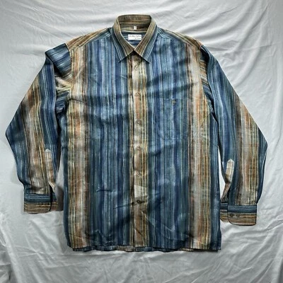 Georg Roth Of Germany Shirt Mens Large Blue  Long Sleeve Button Up Striped  LS25 - Image 1 of 4