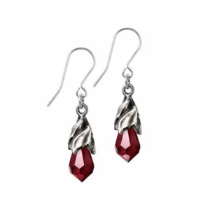 Alchemy Gothic Empyrean Tear Red Pewter Dropper Earrings • Local Stock • Gothic - Picture 1 of 2