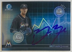 BRETT LILEK RC SIGNED IP 2016 BOWMAN CHROME DD-BL TOP 100 MARLINS ROOKIE AUTO