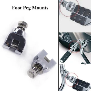Chrome Rider Front Foot Pegs Mounts Clamp Adapters For Harley Cafe Racer Chopper - Picture 1 of 9